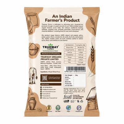 Trueway Farms Khapli Wheat Flour (emmer Gehu Atta) 1 Kg | Freshly Milled With Bran | Traditional Grinding Process | Premium Whole Wheat Flour