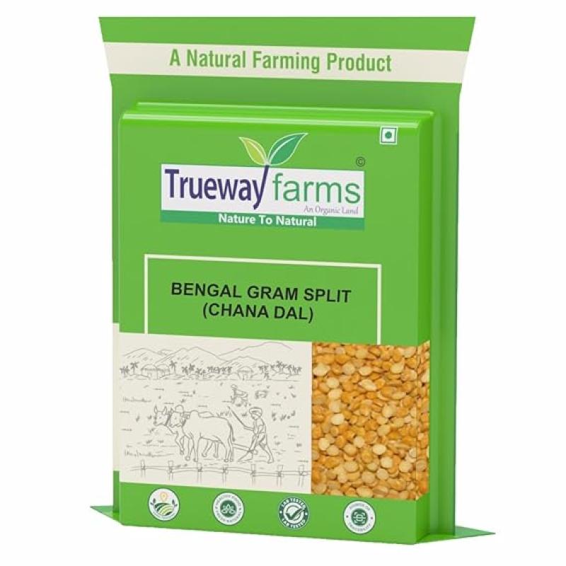 Trueway Farms Organic Chana Dal 1.85 Kg & Trueway Farms Organic Kali Masoor Sabut (black Masoor Whole) 1.85 Kg (combo Of 2)