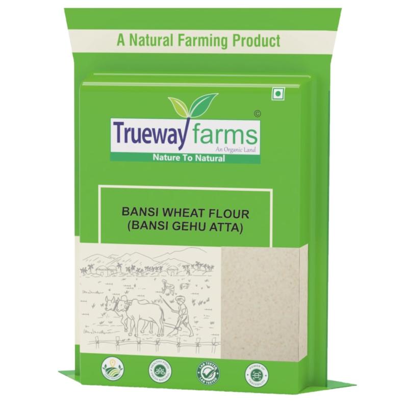 Trueway Farms Organic Bansi Wheat Flour (bansi Gehu Atta) -1.85 Kg | Stone Grounded Flour | Soft Roti Atta | High Fiber, Low Gi | Rich In Nutrients