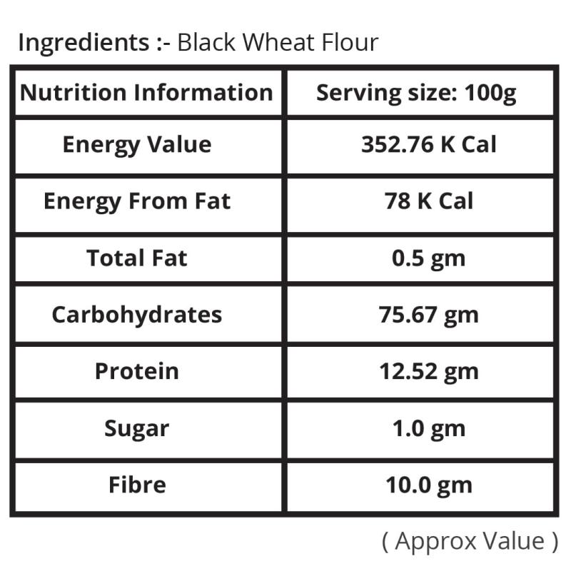 Trueway Farms Organic Black Wheat Flour (kala Gehu Atta) –5kg | Stone Grounded Flour | High Fiber, Low Gi, Low Gluten | Antioxidant Rich